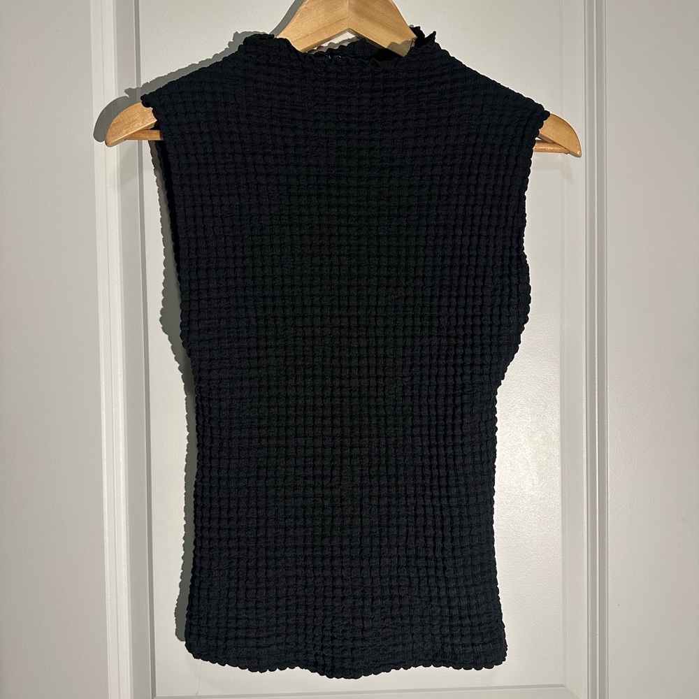 Zara Black Mock-Neck Textured Tank Top